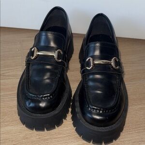 ASOS Black Chunky Loafers with Gold Detail